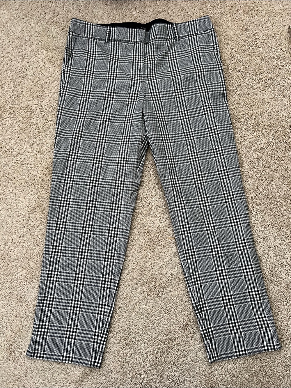 Talbots Hampshire Ankle Pants Size 14 Black And White Plaid Dress Pants